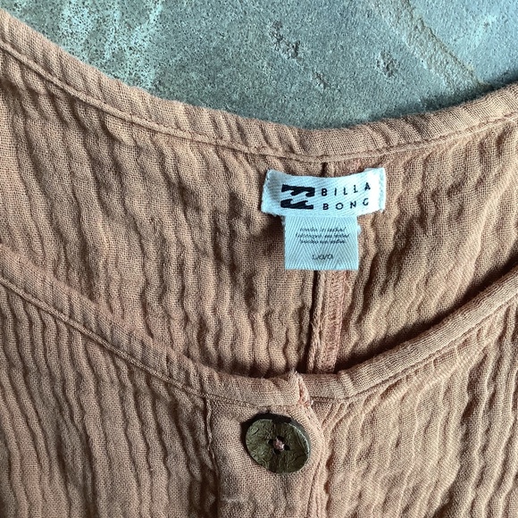 Billabong Badlands Jumpsuit Size L large Romper cotton gauze Peach - Picture 6 of 16